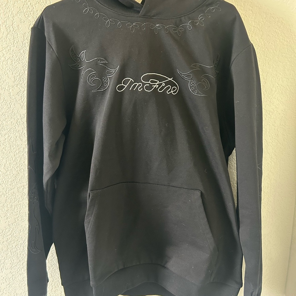 OTTO Black Embroidered Hoodie With Big Graphic